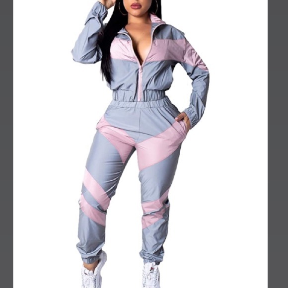 Pants - Colorblock Set High Pants Long Sleeve Windbreaker